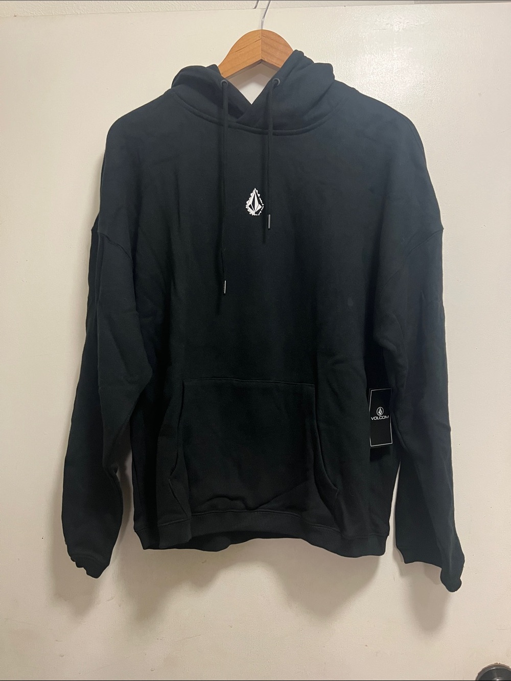 Volcom Black Pullover Hoodie with Small White Logo